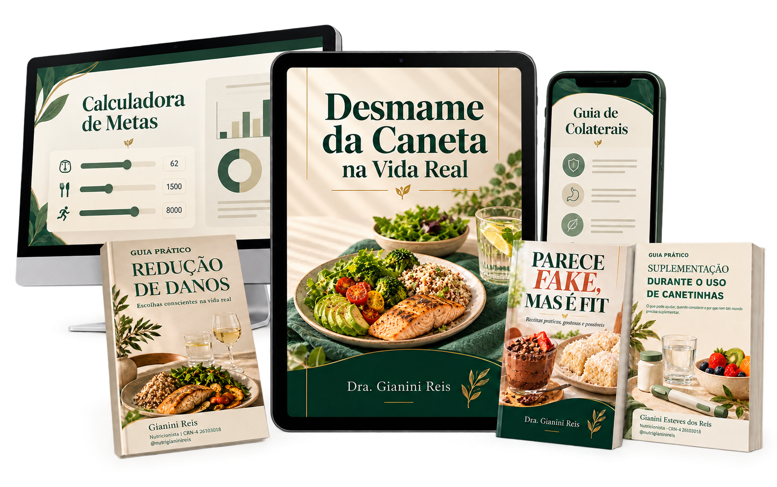 Desmame da Caneta na Vida Real em tablet, com computador, celular e os cinco bônus incluídos