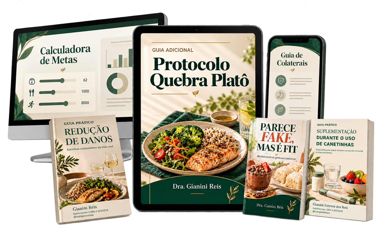 Protocolo Quebra Platô em tablet, com computador, celular e os cinco bônus incluídos