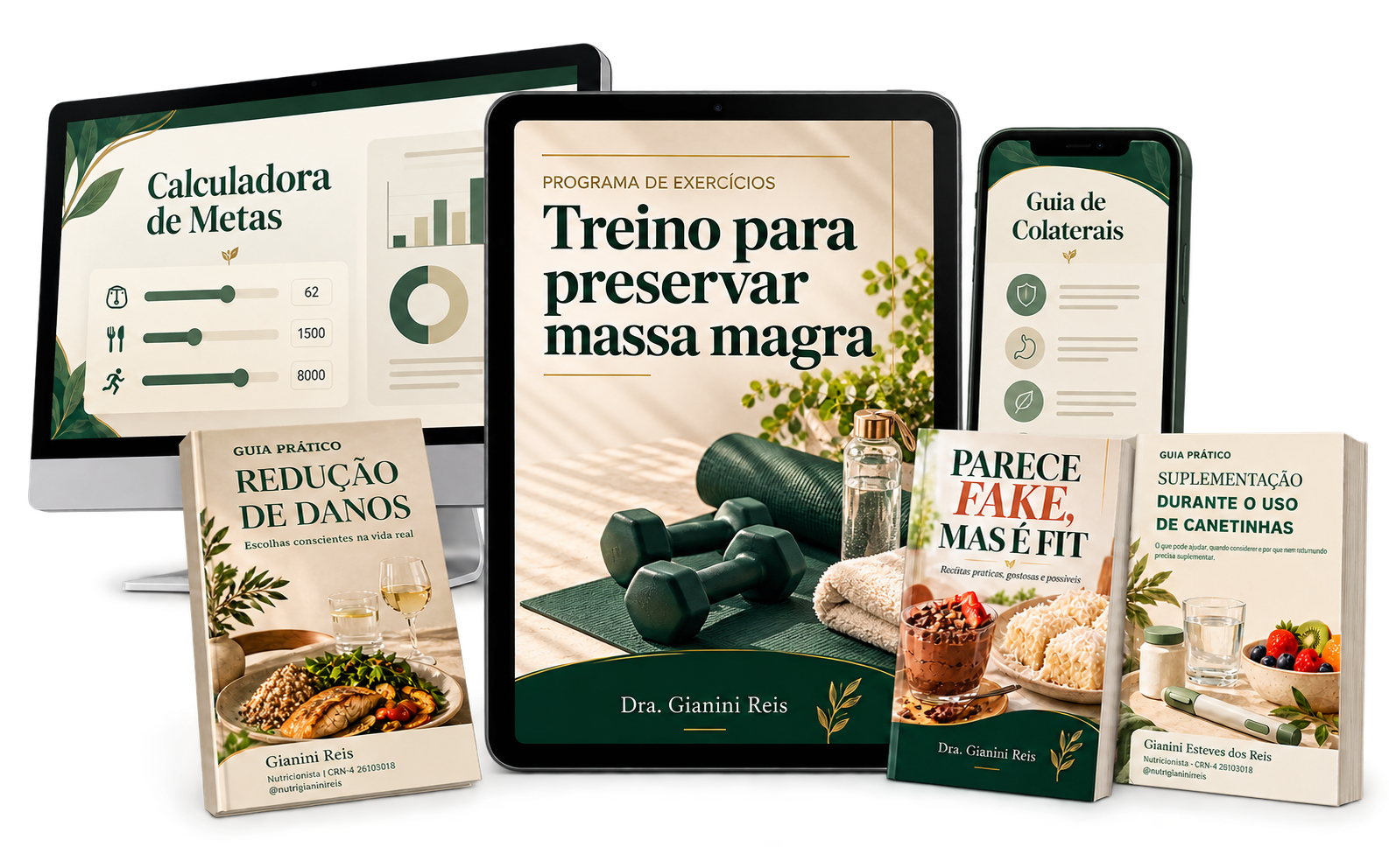 Treino para preservar massa magra em tablet, com computador, celular e os cinco bônus incluídos